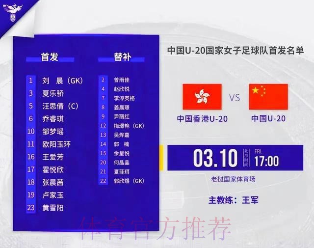 U-20女足亚预赛：中国队6-0胜中国香港队 收获两连胜